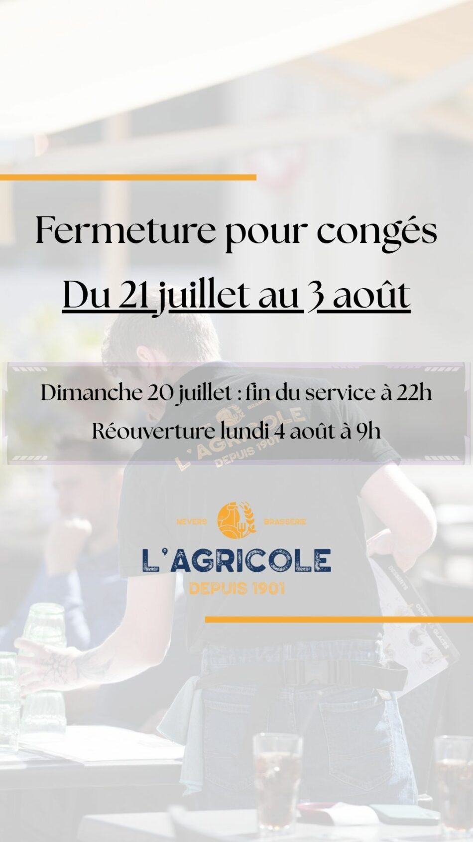 Fermeture pour congés